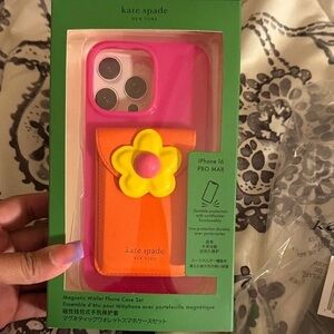 Kate Spade Pink and Orange Magnetic Wallet Phone Case Set for iPhone 16 Pro Max